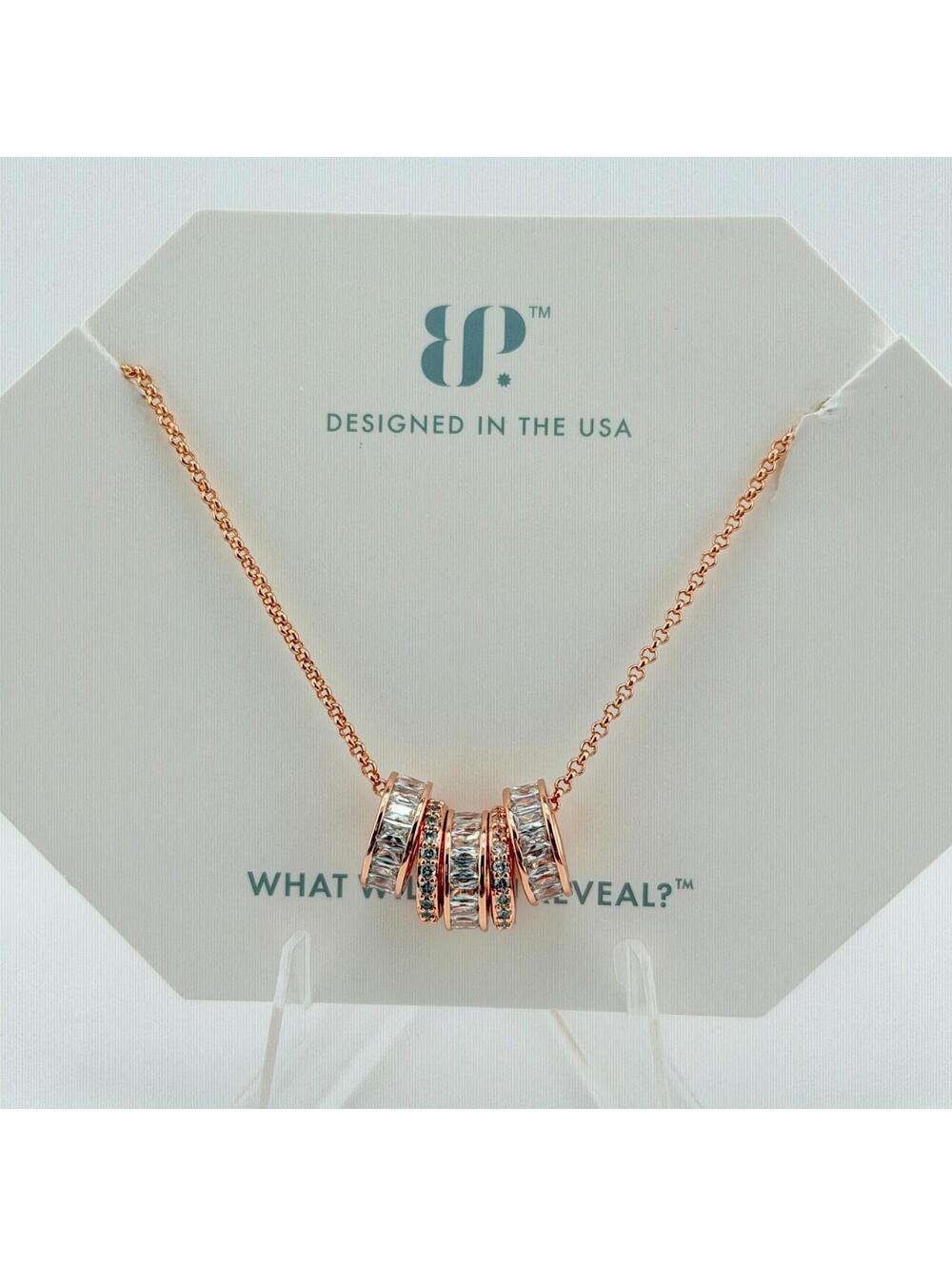 Bomb Party April Necklace "Her Beautiful Soul" Clear Cz on Rose Gold